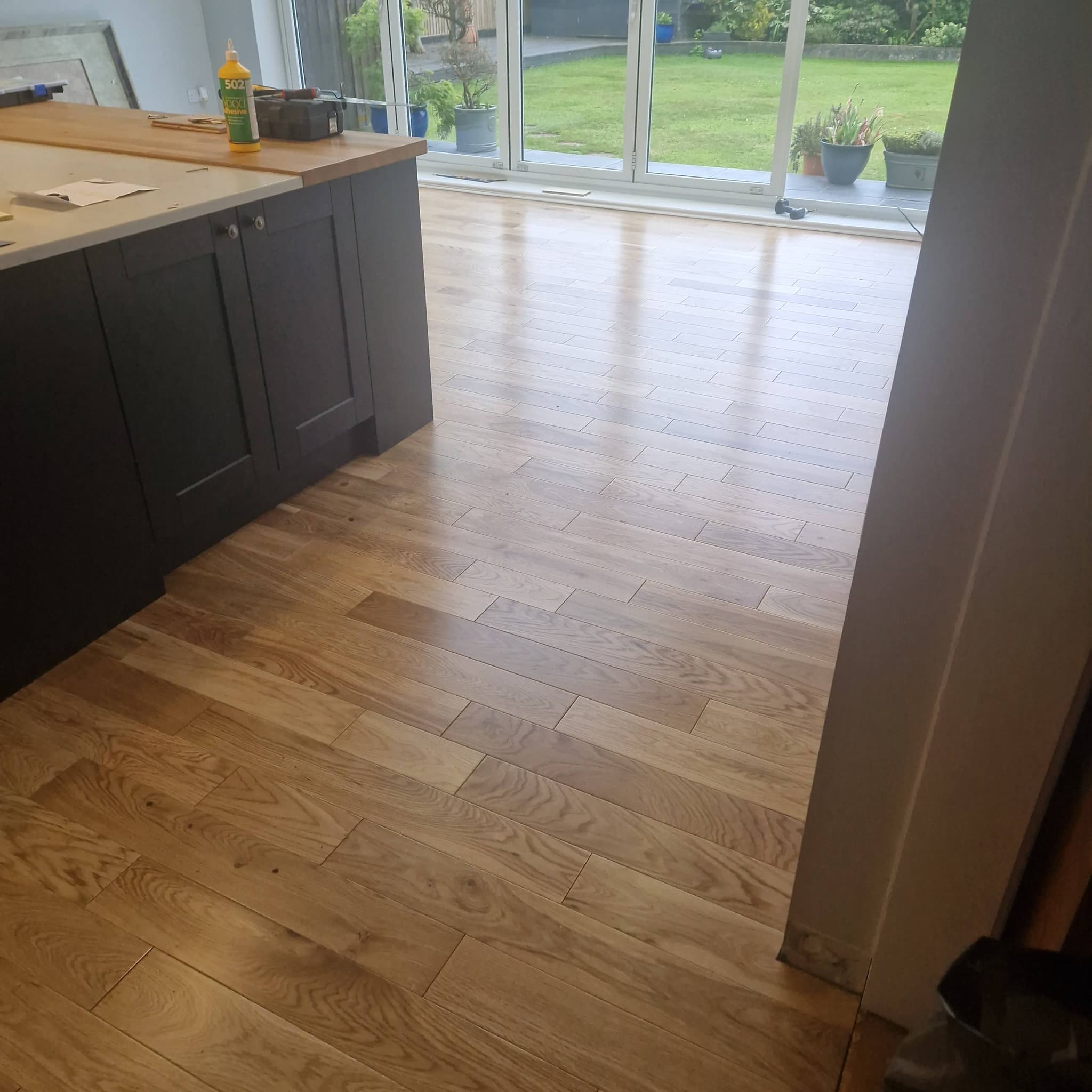 Solid oak flooring installation by RPG Carpentry in South East Cornwall