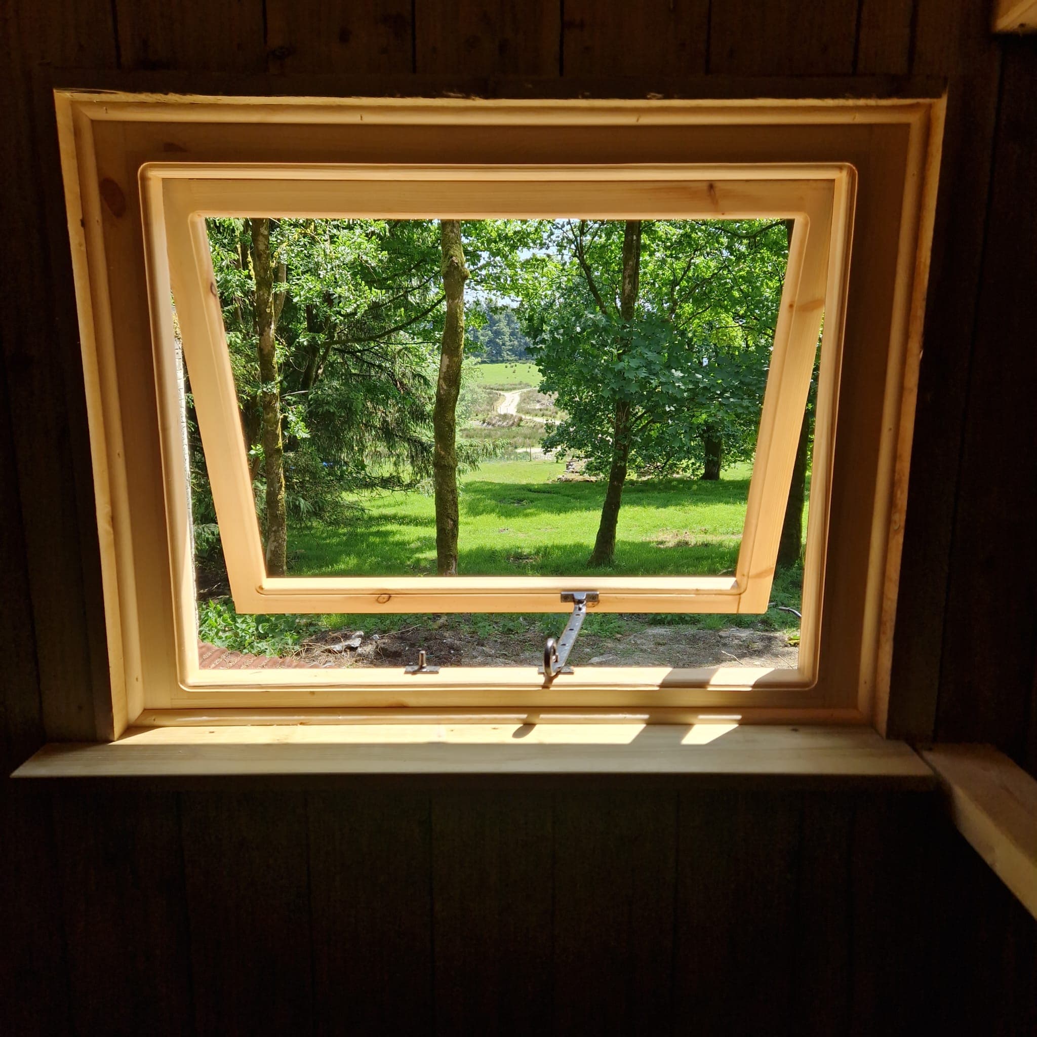 Bespoke timber window with handcrafted wooden frame by RPG Carpentry in South East Cornwall